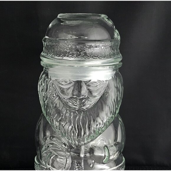 Santa Claus Glass Storage Jar 8.5" refillable lid Christmas terrarium vtg figura - Picture 2 of 14